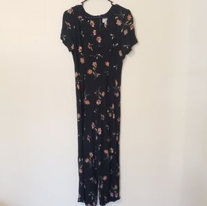90s Black Floral Jumpsuit